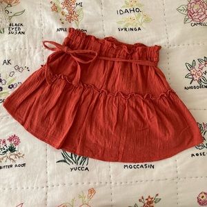 burnt orange mini skirt